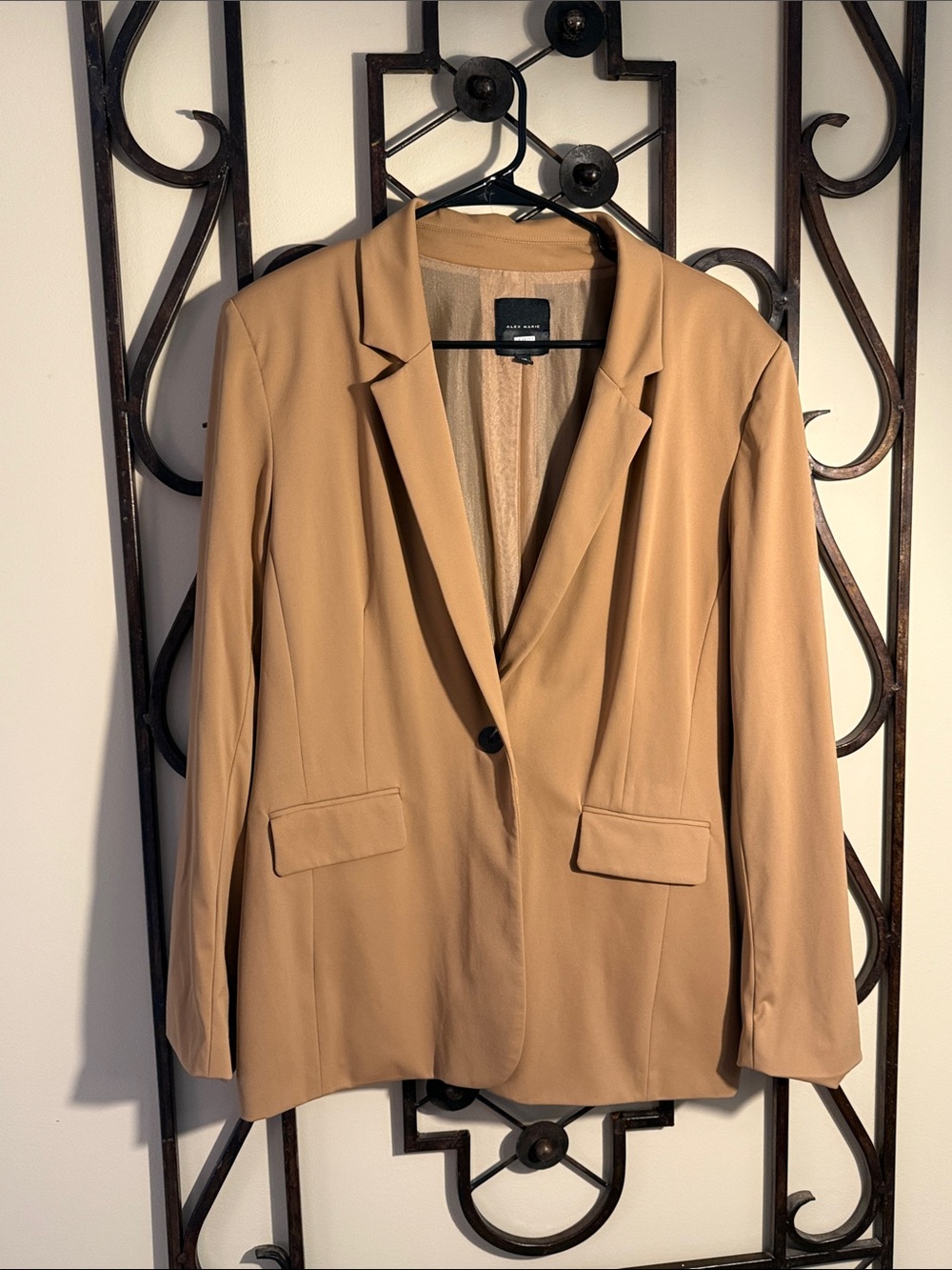 Alex Marie Camel Single-Button Blazer